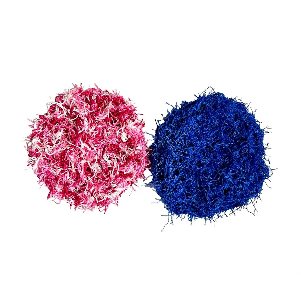 HAND CRAFTED Two Colorful Reusable Crochet Polyester Kitchen Dish Scrubbing Pads